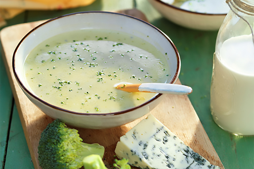 Crema de brócoli y queso azul